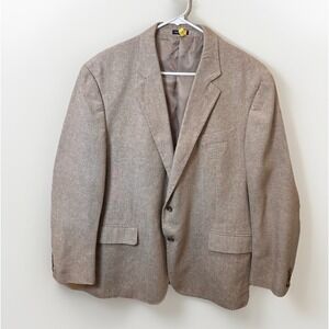 Stafford Men Classic Fit Beige Linen Blend Sport Coat Blazer 46R Heritage Casual